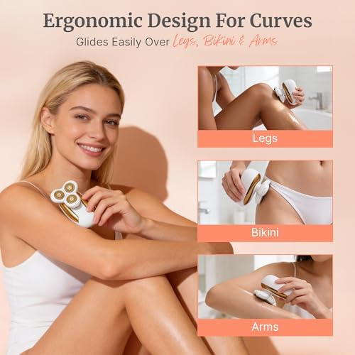 Groomie Hers LuxePro Electric Body Shaver for Women – Women's Rotary Shaver, Razors for Women Sensitive Skin, Wet/Dry Cordless Rechargeable Hair Remover for Legs, Head, Arms & Underarms