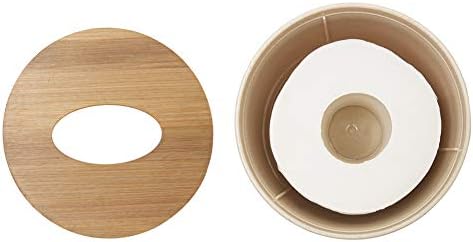Zimon Toilet Paper Roll Dispenser with Bamboo Lid, Decorative Round Paper Holder, Bathroom Tissue Box Cover