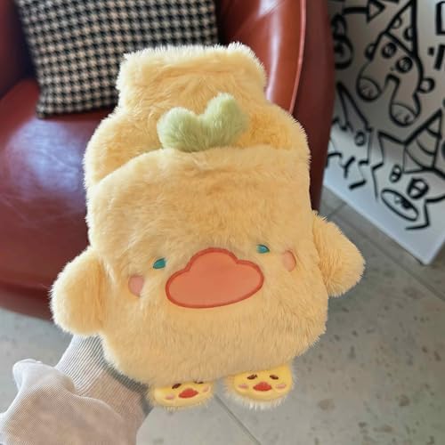 Rubber hot Water Bottle Cute Plush Duck with Soft Cover, Warm Compress Menstrual crampbest Period Pain Relief, Winter Home Essentials Christmas Gifts (1 L)