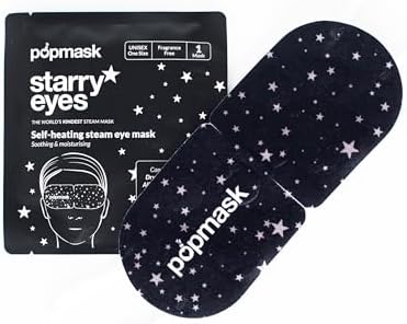 Popmask Starry Eyes Self Heating Steam Eye Masks Supports Dry Eyes, Migraine, Headache, Allergy, Fragrance Free for Sensitive Skin. Natural Heat Relief, Soothing, Moisturising, Unisex 5 Pack