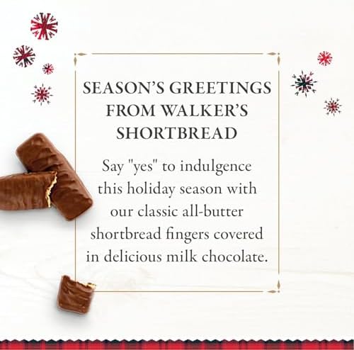 Walker’s Shortbread Milk Chocolate Coated Shortbread Fingers - 8-Count Christmas Cookie Box -Authentic Shortbread Cookies from Scotland