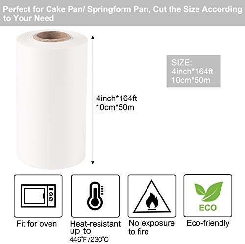 Cake Pan Liner, Nonstick Parchment Paper Liner Roll for Cake Pan, Springform Pan (4in x 164ft)