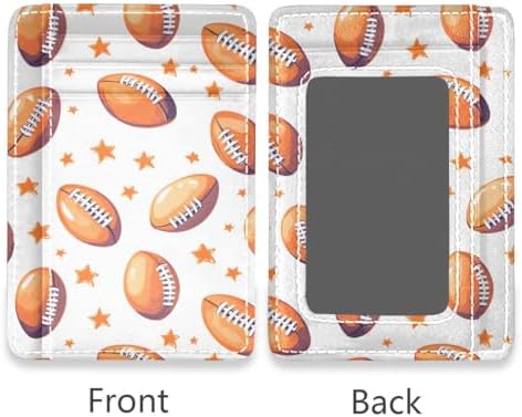 Bolaz Rugby Star Football Mini Front Pocket Wallet Credit Card Holder Slim RFID Blocking Sleeves for Women Men Credit Card Protector