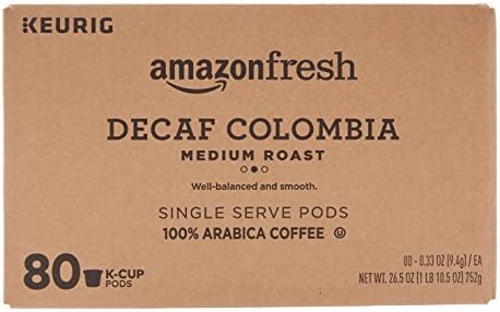 AmazonFresh 80 Ct. K-Cups, Decaf Colombia Medium Roast, Keurig K-Cup Brewer Compatible