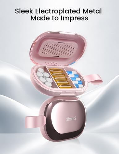 Travel Pill Organizer, Adjustable 3-6 Compartments Portable Pill Box, Small Pill Case Daily Medicine Container, Moisture Proof Metal Storage, Dry Holder Vitamin Supplement for Pocket Purse
