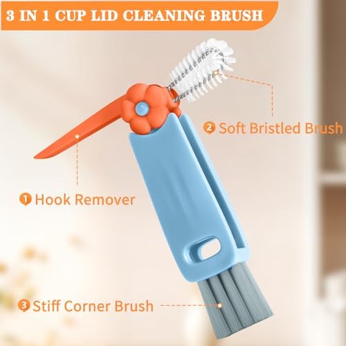 Vanjua 3 in 1 Cup Lid Gap Cleaning Brush Set, Multifunctional Bottle Cleaning Brush, Cup Lid Gap Cleaner, Home Kitchen Crevice Brush Tools (3 Pack)