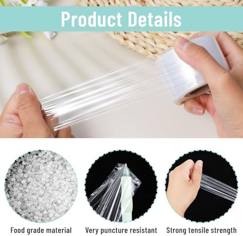 1.6In × 1312ft Heavy Duty Plastic Stretch Wrap Roll for Bottles, Jars, Cans, Versatile Shrink Wrap for Packing, Garden Grafting, Plant Tape, Unheated Packing Supplies(2 Rolls)