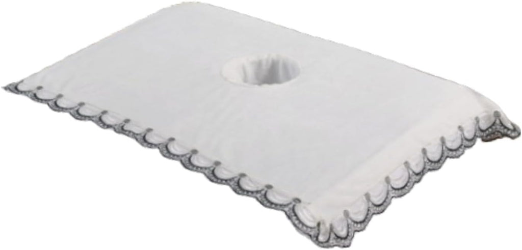 predolo Salon Massage Table Towel Face Pillow Towel with Hole Washable Beauty Bed Sheet Beauty Salon Cover for Beauty SPA, white