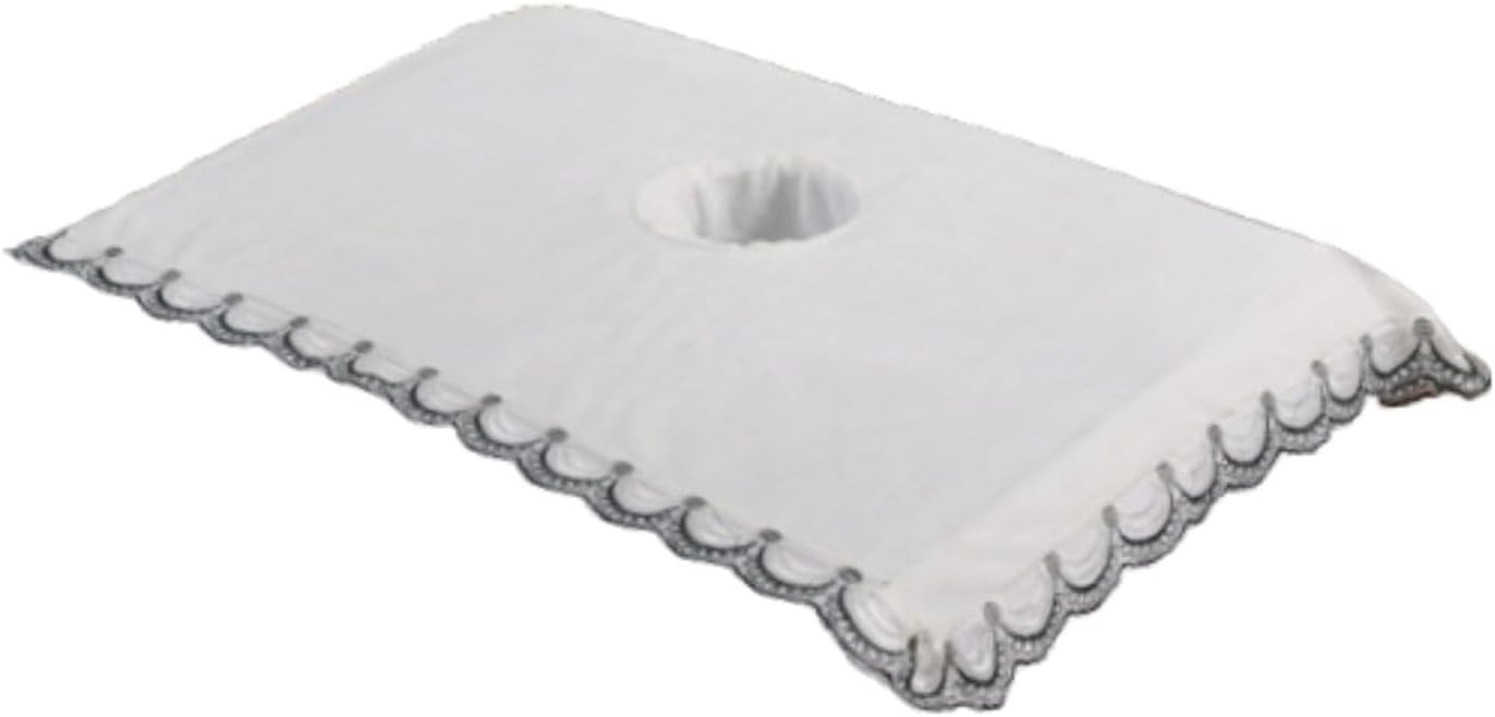predolo Salon Massage Table Towel Face Pillow Towel with Hole Washable Beauty Bed Sheet Beauty Salon Cover for Beauty SPA, white