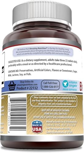 Amazing Nutrition Brewers Yeast Tablets - 7.5 Grain Capsule 500mg 240 Tablets - Supports Healthy Digestion * Promotes Heart Health