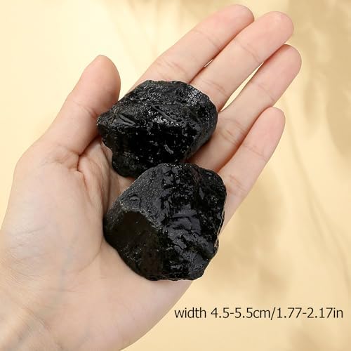 XIANNVXI Black Tourmaline 1.8-2.2" Large Raw Crystals and Healing Stones Natural Rough Crystal Rocks for Decor Gifts Tumbling Cabbing Polishing Fountain Rocks 1PCS
