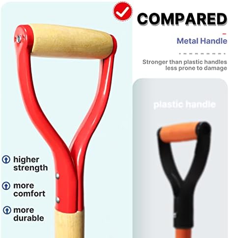 VNIMTI Garden Fork,4-Tine Spading Fork,Compost Fork,Steel Digging Fork,45Inch,Steel Y-Grip,Wooden Handle