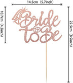 1 PCS Bride to Be Cake Topper with Glitter Ring Bridal Shower Cake Pick Decorations for Wedding Engagement Theme Bachelorette Party Supplies Rose Gold