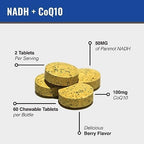 MAAC10 NADH + CoQ10 Supplement | Great Tasting Chewable Tablets | 50mg PANMOL® NADH + 100mg CoQ10 | for Fatigue, Energy and Mental Focus | NAD+ Supplement (60 Tablets 2 per Serving)