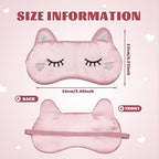 Haysandy 3 Pieces Sleep Mask for Kids Girls Cute Cat Sleeping Eye Cover Soft Mask Comfortable Funny Animal Night Eye Blindfold Cover for Kids Girls Women Home Travel(Silk Cat)