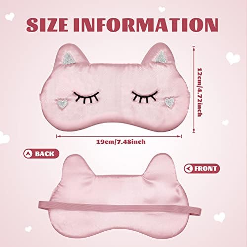 Haysandy 3 Pieces Sleep Mask for Kids Girls Cute Cat Sleeping Eye Cover Soft Mask Comfortable Funny Animal Night Eye Blindfold Cover for Kids Girls Women Home Travel(Silk Cat)