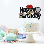 1PC Makeup Happy Birthday Cake Decoration, Powder, Eyelash Curler, Lipstick Glitter Cake Decor for Girls or Women Spa Themed Parties