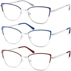 HEEYYOK 1.5 Reading Glasses For Women Cat Eye Metal Readers For Women Large Blue Light Blocking Cheaters Reading Glasses Oversized