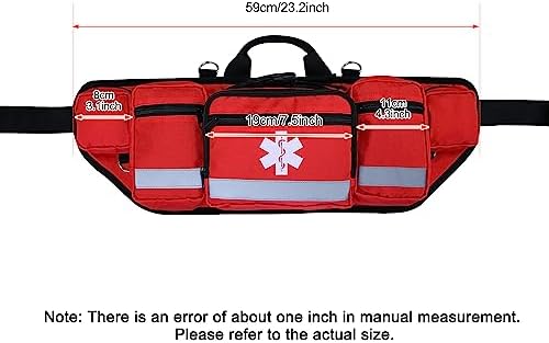 Professional First Aid Waist Pack,Medical Trauma Bag with Reflective,Portable First Aid Fanny Pack - for Emergency at Home,Outdoors,Hiking,Red