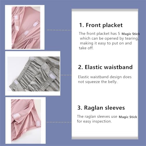 Bedridden Patient Clothing,Unisex Summer Short Fracture Suit,Disability Clothing With Fully Open on Both Sides,Post Surgery Tear Away Tops and Shorts Set(Woman,Pink,XXL)