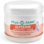 PhysAssist Oncology Glycerin Unscented Cream Deep Soothing Moisturizer. Made specially for those with Fragrance Intolerance after Radio and Chemo PLUS Peppermint Lip Balm
