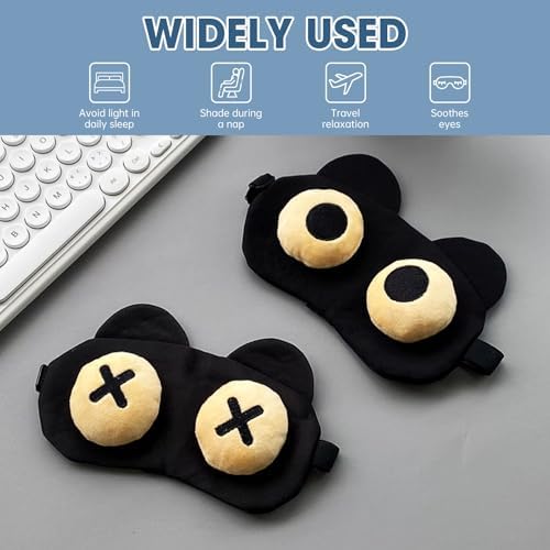 2PCS Cat Eye Sleep Mask for Sleeping, Soft Light Weight Eye Cover with Adjustable Strap,Funny Sleep Mask for Kids Women Men Travel Nap Blindfold Game