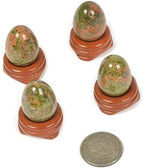 Justinstones Unakite Natural Gemstone Quartz 30mm Egg Shaped Crystal Healing Chakra Energy Balancing Meditation Home Office Decor Stone with Stone Stand
