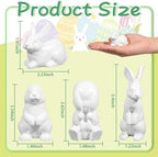 Wowagoga 4 Pcs Easter Bunny Figurines Decor, White Mini Resin Rabbit Figurines, Spring Decorations for Home Living Room Bedroom Office Desktop, Tabletop Mantel Shelf Party Decor Ornaments Gifts