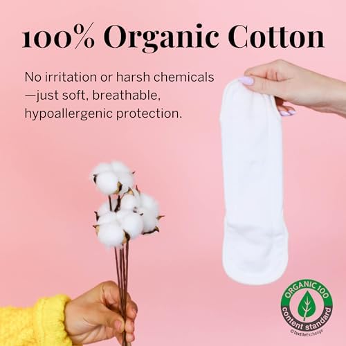 Pixie Organic Cotton Cloth Menstrual Pads - Reusable Regular Absorbency 5 Pack - Certified Organic Cotton Top Layer - Snap Wings for Secure Fit - Machine Washable - Wet Bag Included