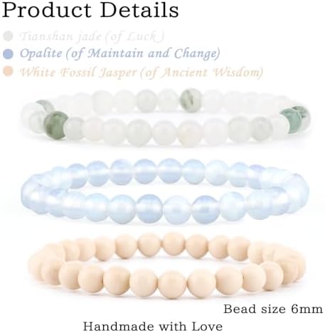 2/3-Pieces 4mm 6mm 8mm Natural Crystal Gemstone – Handmade Reiki Energy Healing Stretch Bracelets Jewelry for Yoga, Meditation, Unisex