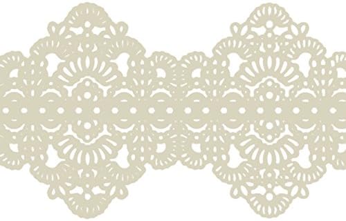 Funshowcase Large Pre-Made Ready to Use Edible Cake Lace Art Nouveau Style Applique Ivory White 14-inch 10-piece Set