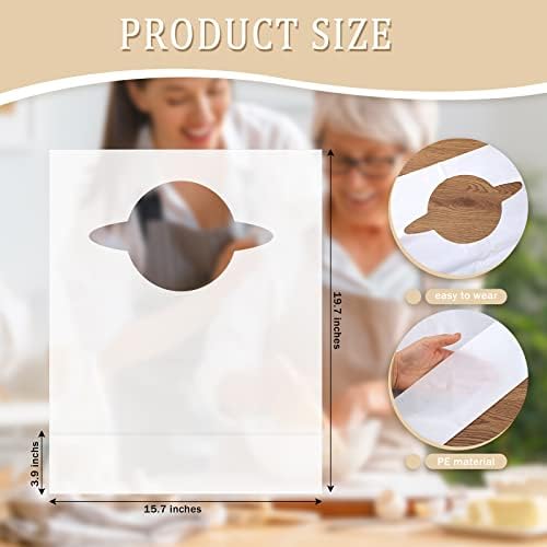 Hicarer 50 Pcs Disposable Adult Bibs with Crumb Catcher for Elderly Eating Plastic Bibs Single Use Dining Clothing Protectors