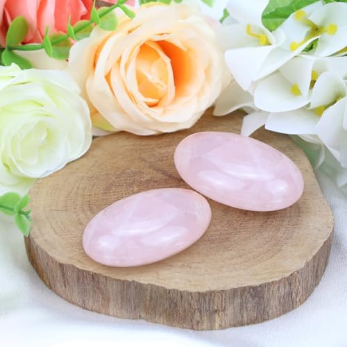 MAIBAOTA 2.4" Large Rose Quartz Crystals Stone Polished Palm Stone Healing Crystals 0.7" Thick Natural Reiki Gemstone Worry Stone Energy Balancing Anxiety Stress Relief Meditation 1 Pc