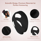 Jawline Shaper Chin Strap for Sleeping, Reusable V-Line Mask for Women Face Lifting Made w/Electric-Hot-Press Tech for Skin-Friendly & Breathable Cooling Fabric (Black, One Size)