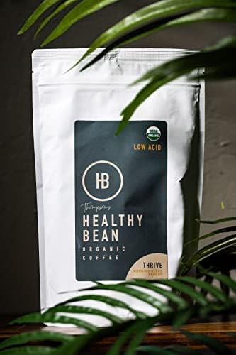 Healthy Bean Coffee Thrive Morning Blend - Whole Bean Low Acid Coffee for Sensitive Stomach, Smooth and Rich Flavor - USDA Organic, Medium Roast Coffee Beans, 11oz