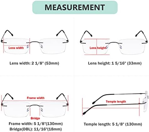 Eyekepper Frameless Reading Glasses for Men Reading - Rectangle Rimless Reader Eyeglasses Gunmetal +1.50