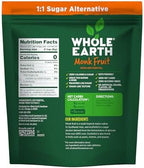 WHOLE EARTH Monk Fruit Sweetener with Erythritol, Plant-Based Sugar Alternative, 4LBS