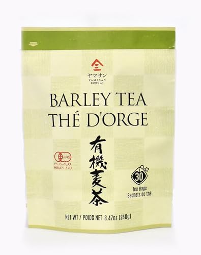 Organic Barley Tea Bags -Caffeine Free & Vegan, 100% Natural Japanese Tea, Sugar Free Mugicha 30 LARGE TEA BAGS【YAMASAN】