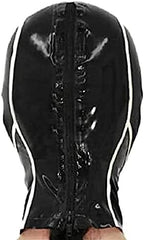 Latex Hood with Lace Forehead Maid Uniform Rubber Mask Back Zipper Cosplay Party Wear,Small