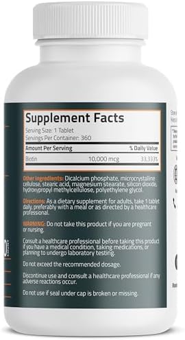 Bronson Biotin 10,000mcg, Supports Healthy Hair, Skin and Nails, Vegetarian, Non-GMO, 360 Tablets