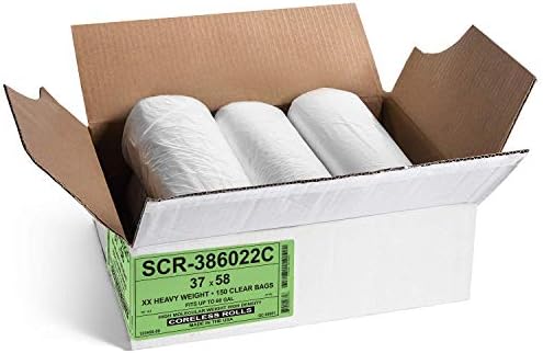 Aluf Plastics 55-60 Gallon Trash Bags - (Commercial 150 Pack) - Source Reduction Series Value High Density 22 Micron Gauge (equiv) - Intended Multipurpose