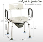 4 in 1 Bedside Commode for Seniors,Portable Toilet for Adults with Arms & Removable Bucket,Height Adjustable Commode Chair for Toilet，Swivel Shower Chair for Inside Shower for Handicapped, Adults
