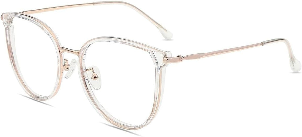 Firmoo Blue Light Blocking Reading Glasses 1.25 for Women/men, Anti Glare Reader Glasses, Clear Gold Round Computer Glasses for Screens