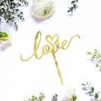 Golden Acrylic Love Cake Topper,Valentine's Day/Wedding Theme/Bridal Shower/Engagement Anniversary Party Decoration