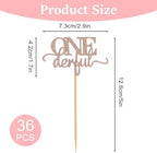 36 Pcs 1st Birthday Cake Topper for Girl, Rose Gold Glitter Onederful Birthday Decorations, First Birthdays Decorations Supplies, Cupcake Picks for Baby Shower First Birthdays Theme Party