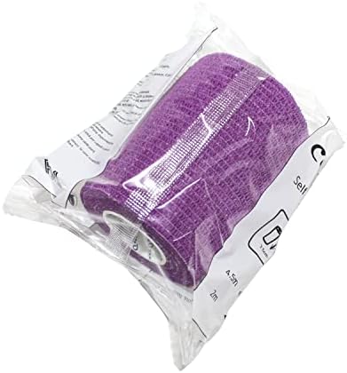 Self Adherent Cohesive Bandage Latex 3"x5 Yards First Aid Bandages Stretch Sport Athletic Wrap Vet Tape for Wrist Ankle Sprain and Swelling,Purple(12 Rolls)