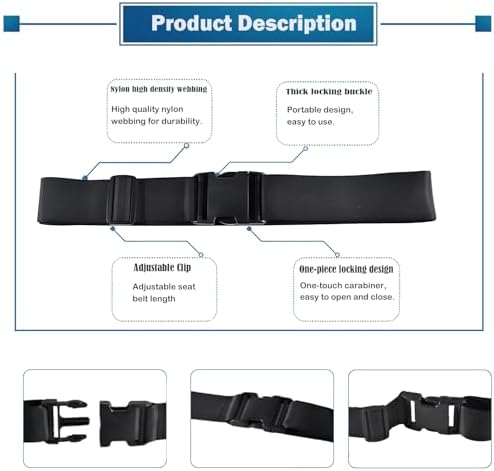 Wheelchair Safety Strap Seat Belt, 31-86"Adjustable Length/ 2" Wide - Black Anti-Slip and Anti-Fall Wheelchair Fixation Belt, Extra Long Size-Suitable for Obese People