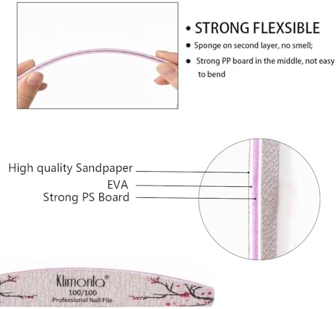 25PCS Floral Professional Nail Files 80/100/150/180/240 Grit, Emery Boards Nail Files for Natural Nails and Acrylic Nails, Double Sided Emory Boards limas para unas acrilicas Reusable Manicure Tools