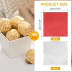 uxcell 100pcs Foil Candy Wrappers, 8 x 8 Inch Chocolate Bar Wrappers, Aluminum Foil Paper for Caramel Candy Packaging Decoration (Red, Orange Peel)