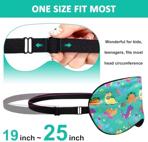 2 Pcs Sleep Mask,Cute Dinosaur World Blackout Sleeping Mask for Kids Teen,Funny Eye Mask with Adjustable Strap for Home Party Children's Travel Soft Eye Cover Blindfold (Black+Green)